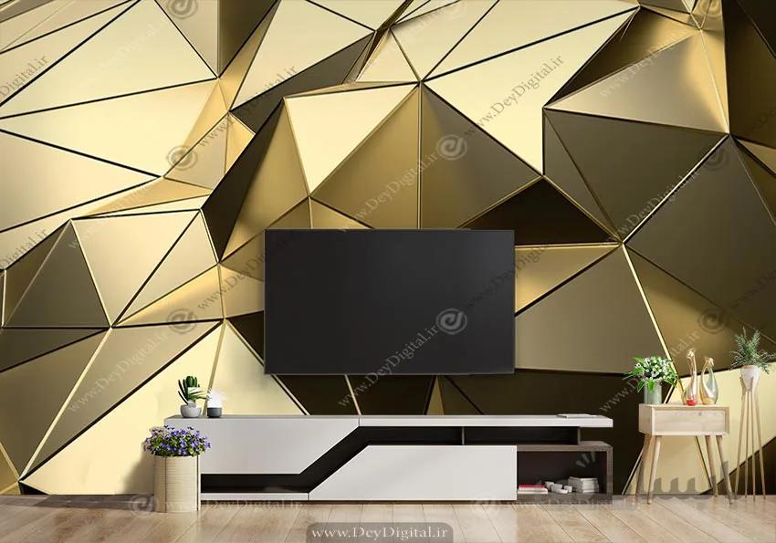 پوستر دیواری پشت تلویزیون سه بعدی طلایی BA-4820