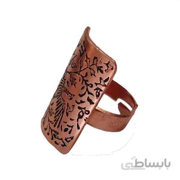 انگشتر مسی پهن گل و بلبل کد JW200.1