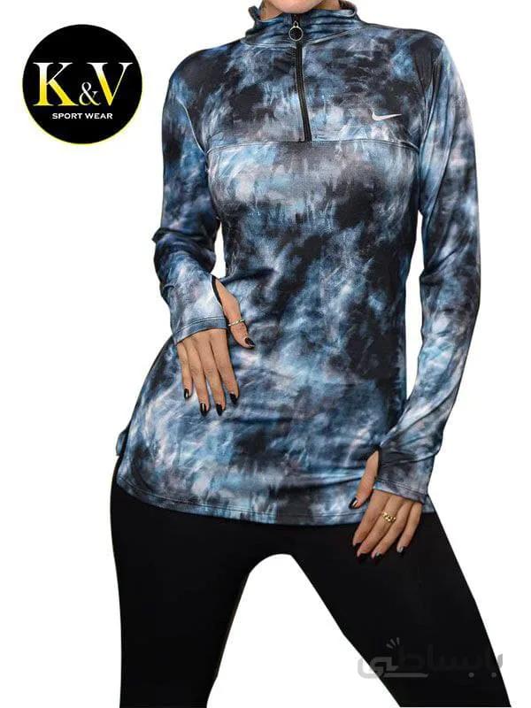 تیشرت نیم زیپ فینگردار ورزشی زنانه NIKE کد 09 ا NIKE womens sports finger zipper T shirt code 09