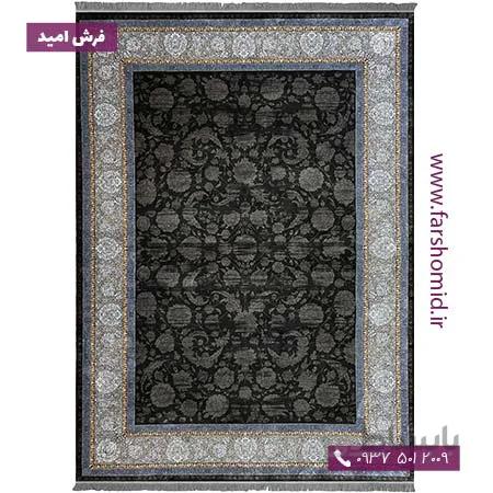 فرش وینتیج 700 شانه کد 70017z زغالی طوسی فرش سیزان