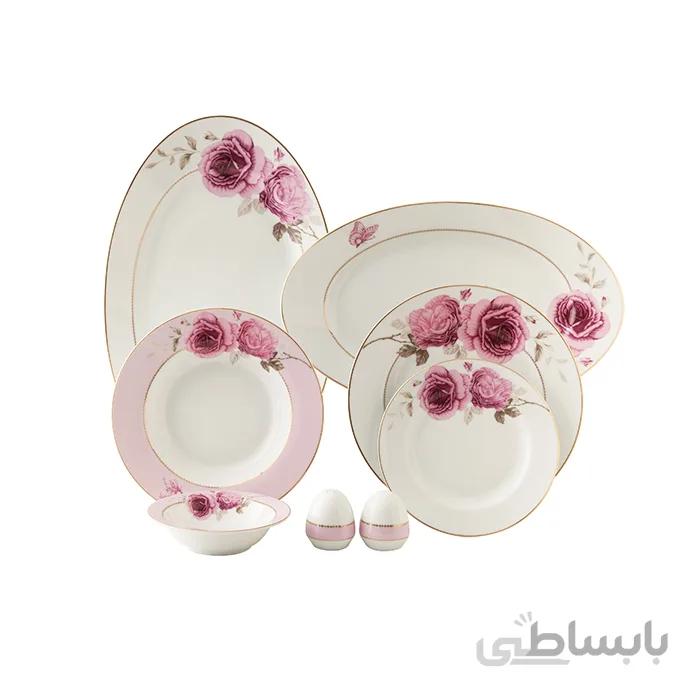 سرویس چینی ۲۸ پارچه چینی زرین سری ایتالیا اف مدل رزفلاور