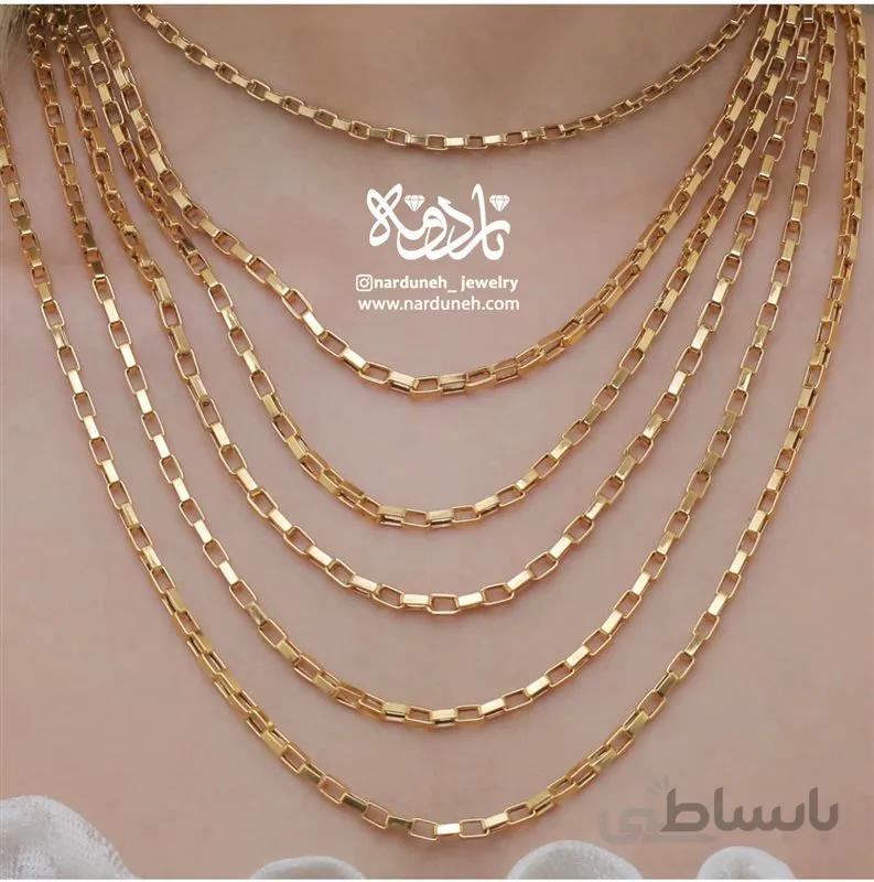 زنجیر آجری استیل طلایی 80cm - 02