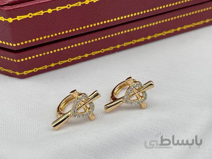 گوشواره ژوپینگ صلیب و قلب نگین کاری زیرگونیا