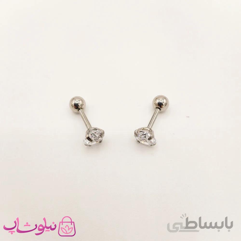 پیرسینگ گوش استیل نگین دار کد 1060