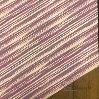 پارچه کرپ بوگاتی طرح راه راه رنگ بنفش صورتی کد 919