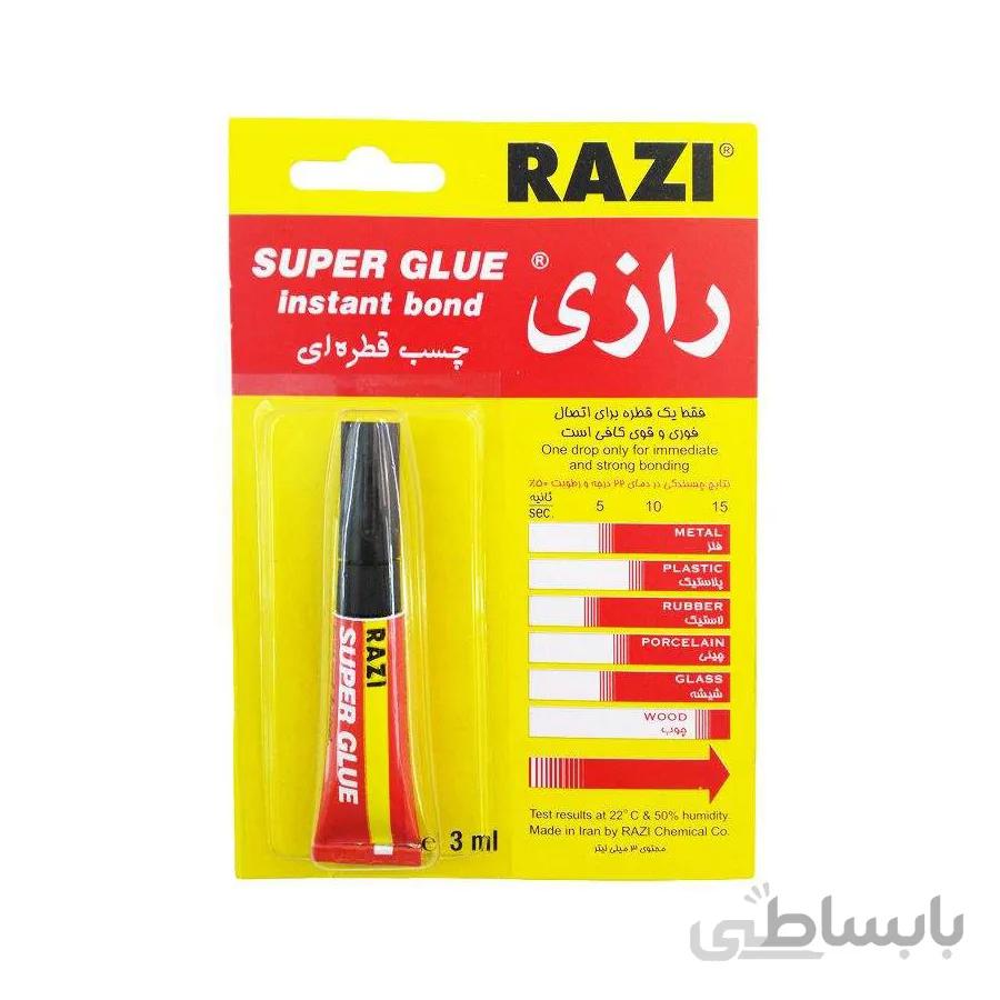 چسب قطره ای رازی مدل Super Glue حجم 3 میلی لیتر ا Razi Super Glue Instant Bond Adhesive ۳ml