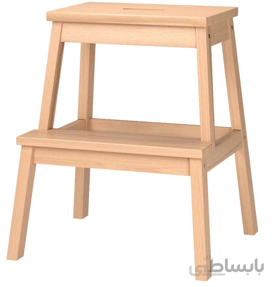 چهارپایه ایکیا bekvam مدل نردبانی اورجینال ایکیا جنس چوب با کد کالا 601.788.87 دارای ‌دو پله