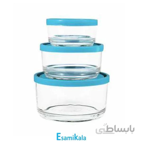 ظروف 3تکه شیشه ای درب دار کاوه