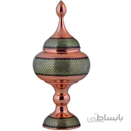 شکلات خوری مسی خاتم کاری اثر آقاجانی ارتفاع 41 سانتی متر کد C-496