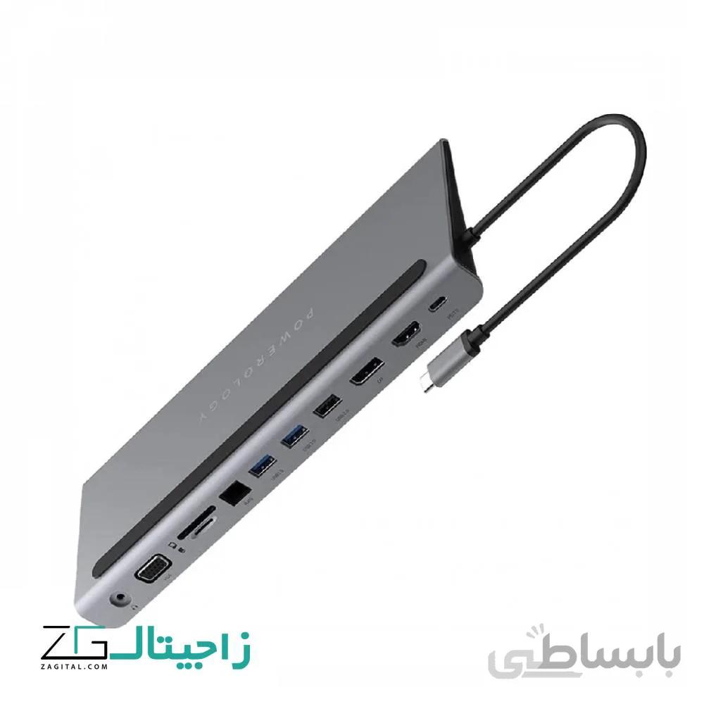 هاب 11 پورت USB-C پاورولوژی مدل P11CHBMCGY ا POWEROLOGY P11CHBMCGY USB-C Hub & Paptop Stand
