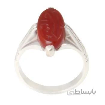 انگشتر نقره مردانه مدل عقیق سرخ حسبی الله رکاب دست ساز کد AM_1980