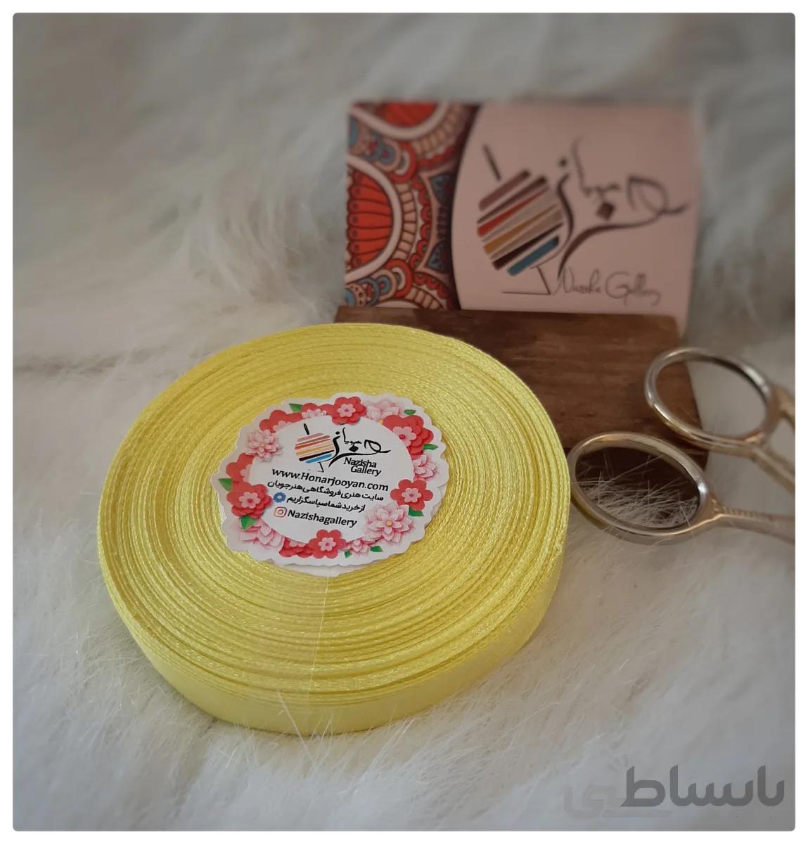 روبان ساتن 1.3 سانت زرد رول کامل