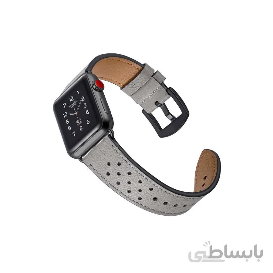 بند چرم اپل واچ خاکستری برند جینیا (JINYA) مدل Vogue سایز 38 و 40 میلی متر