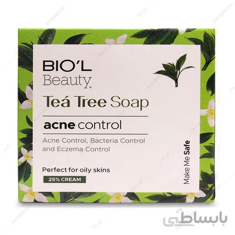 صابون آرایش پاکن شیرکرمی روغن تی تری ،ضد آکنه و چروک پوست های چرب بیول ا Tea Tree So Pure Face Wash Makeup Remover Soap BIOL