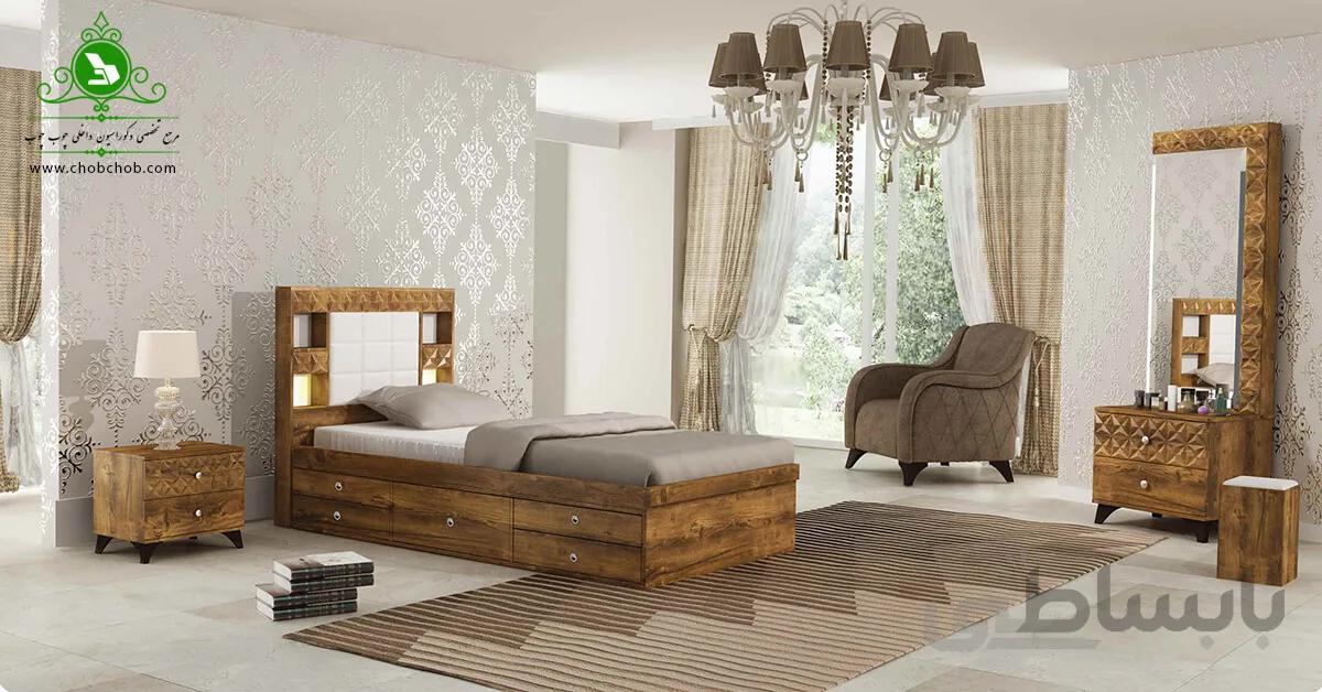 تخت خواب یک نفره مدل کارولین