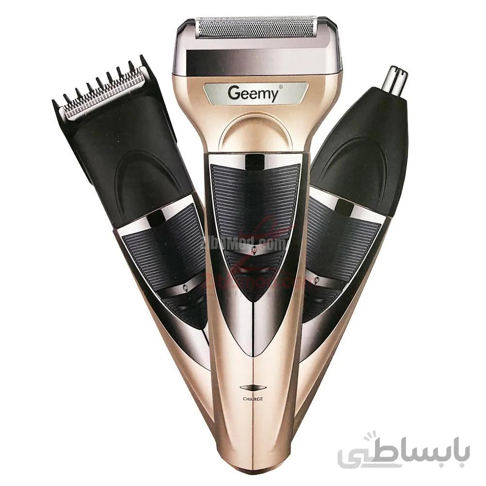 ماشین اصلاح صورت سه کاره جیمی Geemy مدل GM-6566 ا Geemy GM-6566 3in1 REXHARGEABLE SHAVER AND TRIMMER SET