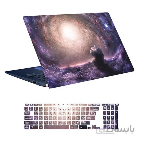اسکین لپ تاپ طرح Space کد ۱۰۹ به همراه استیکر کیبورد