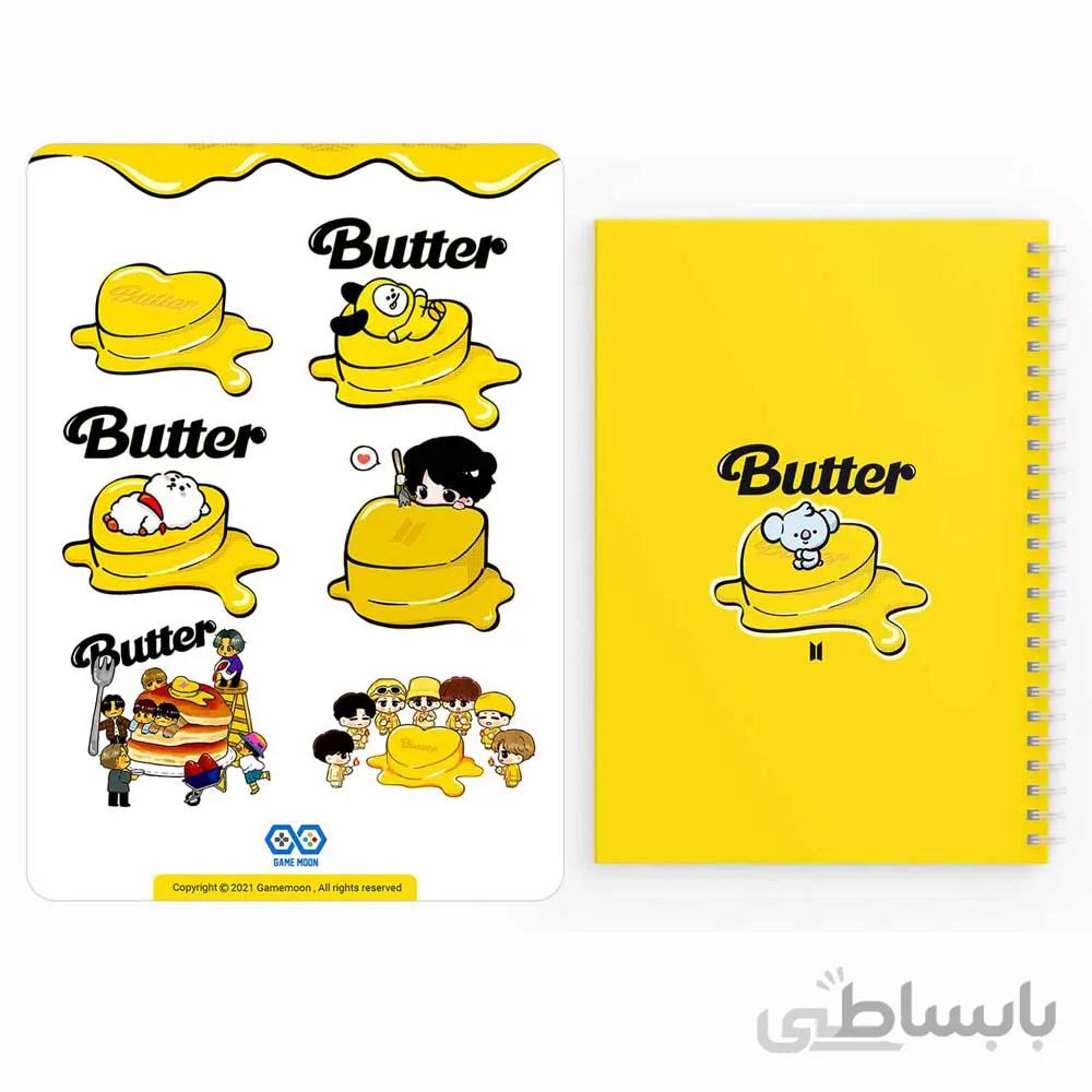 دفترچه يادداشت bts butter به همراه مجموعه ٦ عددی استيكر-کد 2027