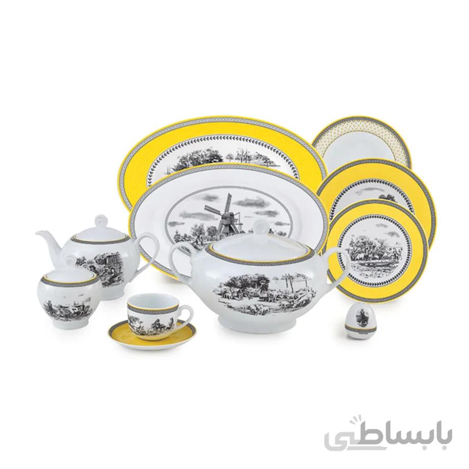 سرویس چینی 102 پارچه چینی زرین سری ایتالیا اف مدل ویلیج