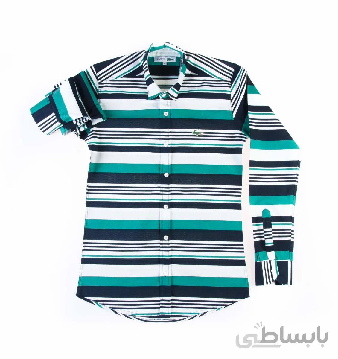 پیراهن مردانه طرح لاکوست راه راه P1005