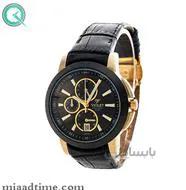 ساعت ویولت Violet زنانه اسپرت گرد چرمی طلایی مشکی صفحه مشکی کد 0409/2L