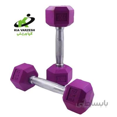 دمبل ۶ ضلعی رنگی ۳ کیلویی - مشخصات، قیمت و خرید ا colored hexagonal dumbbell 3 kg
