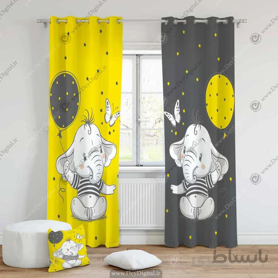 پرده پانچی بچگانه طرح فیل pk-2717
