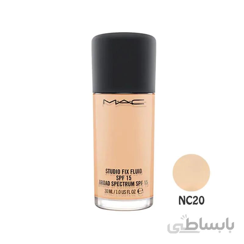 کرم پودر فلوئید استودیو فیکس مک MAC Studio Fix Fluid Cream Foundation SPF15 NC20 (773602103485)
