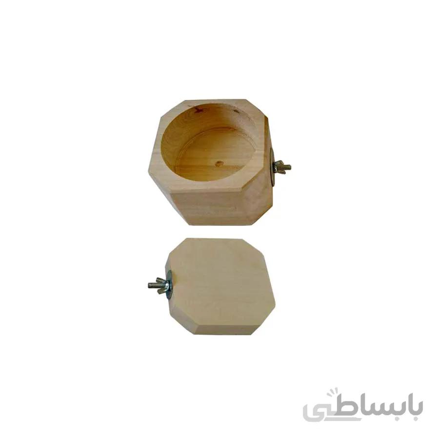 نشیمنگاه پرنده و دانخوری چوبی مدل ست ۸ ضلعی