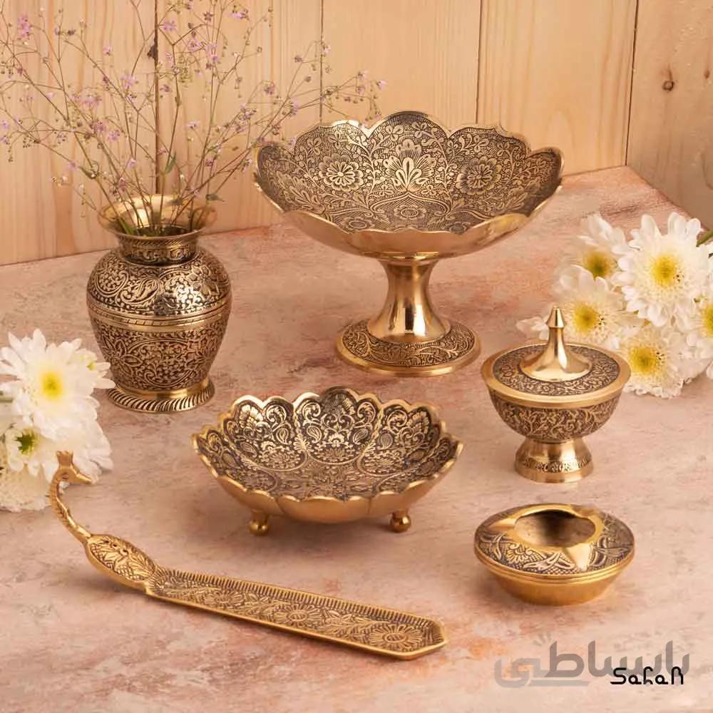 ست پذیرایی برنجی طلایی کد 130