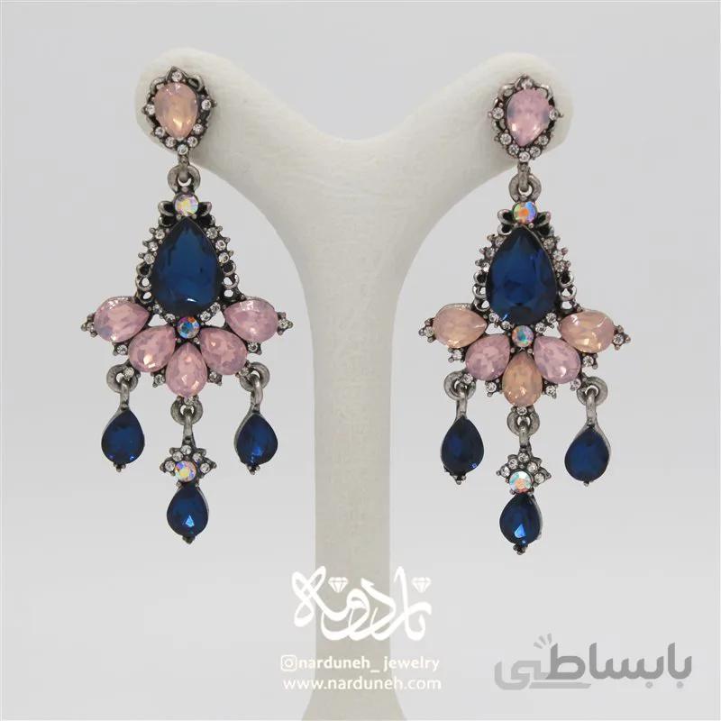 گوشواره نگین رنگی - 04