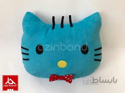 بالش فانتزی کیتی بزرگ آبی ا بالش فانتزی کیتی با پارچه مخملی