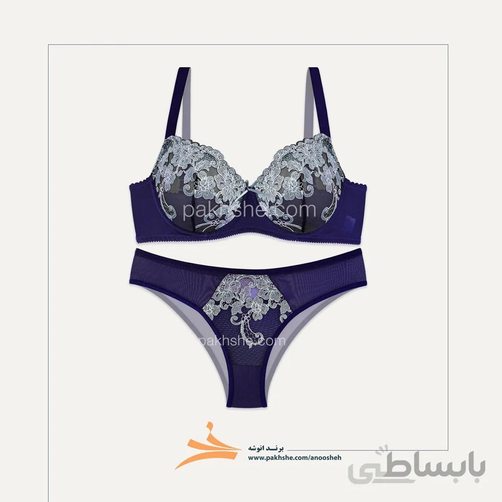 ست فانتزی سرمه ای فنردار برند نوشه پوش کد 55045