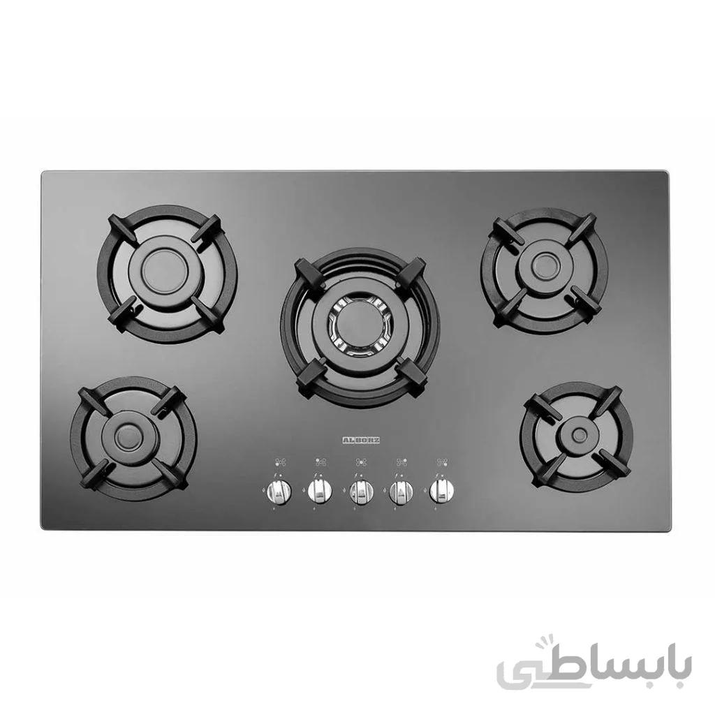 اجاق گاز پنج شعله شیشه مدل G-5954 i استیل البرز