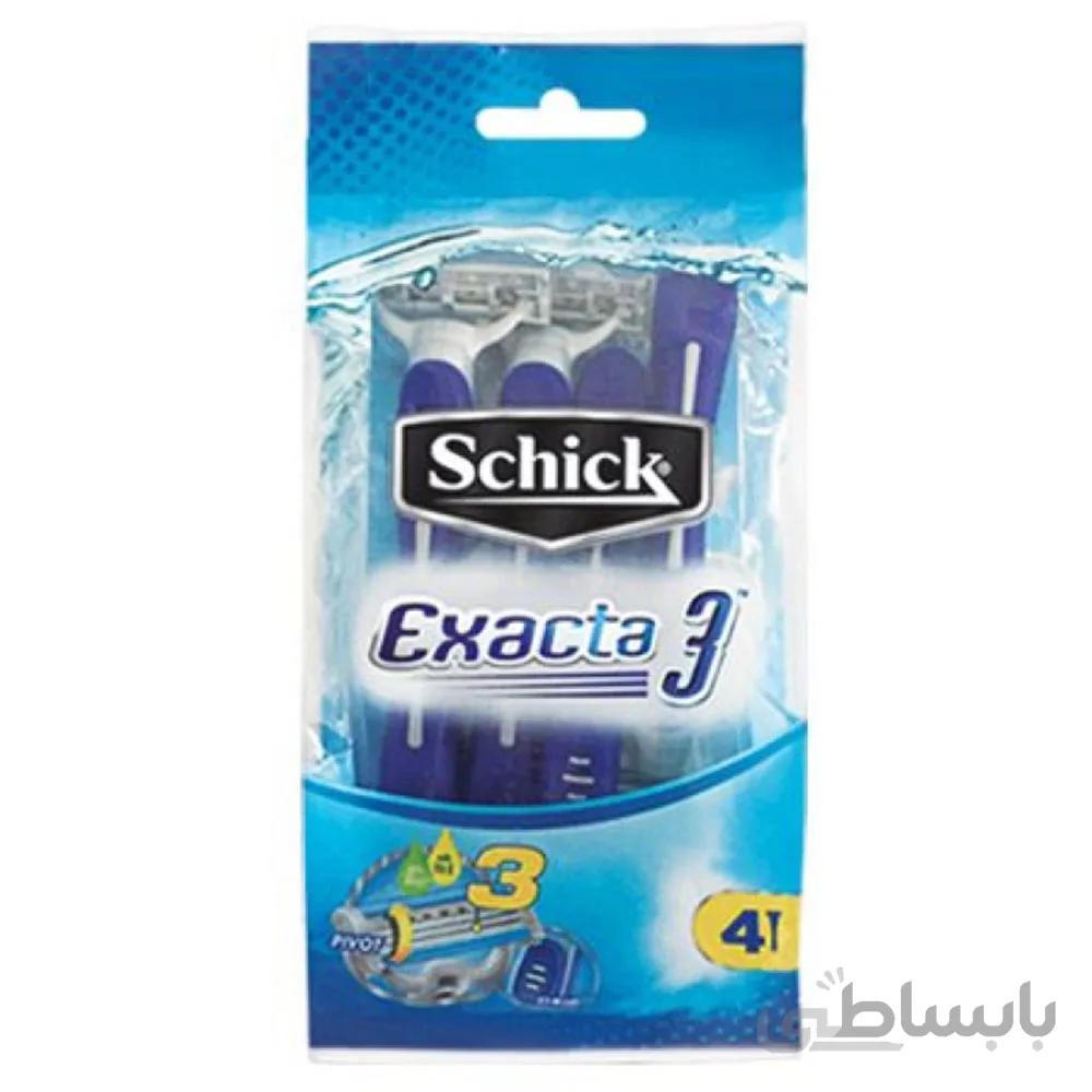 پک خودتراش 3تیغه مردانه مدل اگزكتا بسته 4عددی شیک ا Schick Exacta 3 Blade For Men 4 Razors
