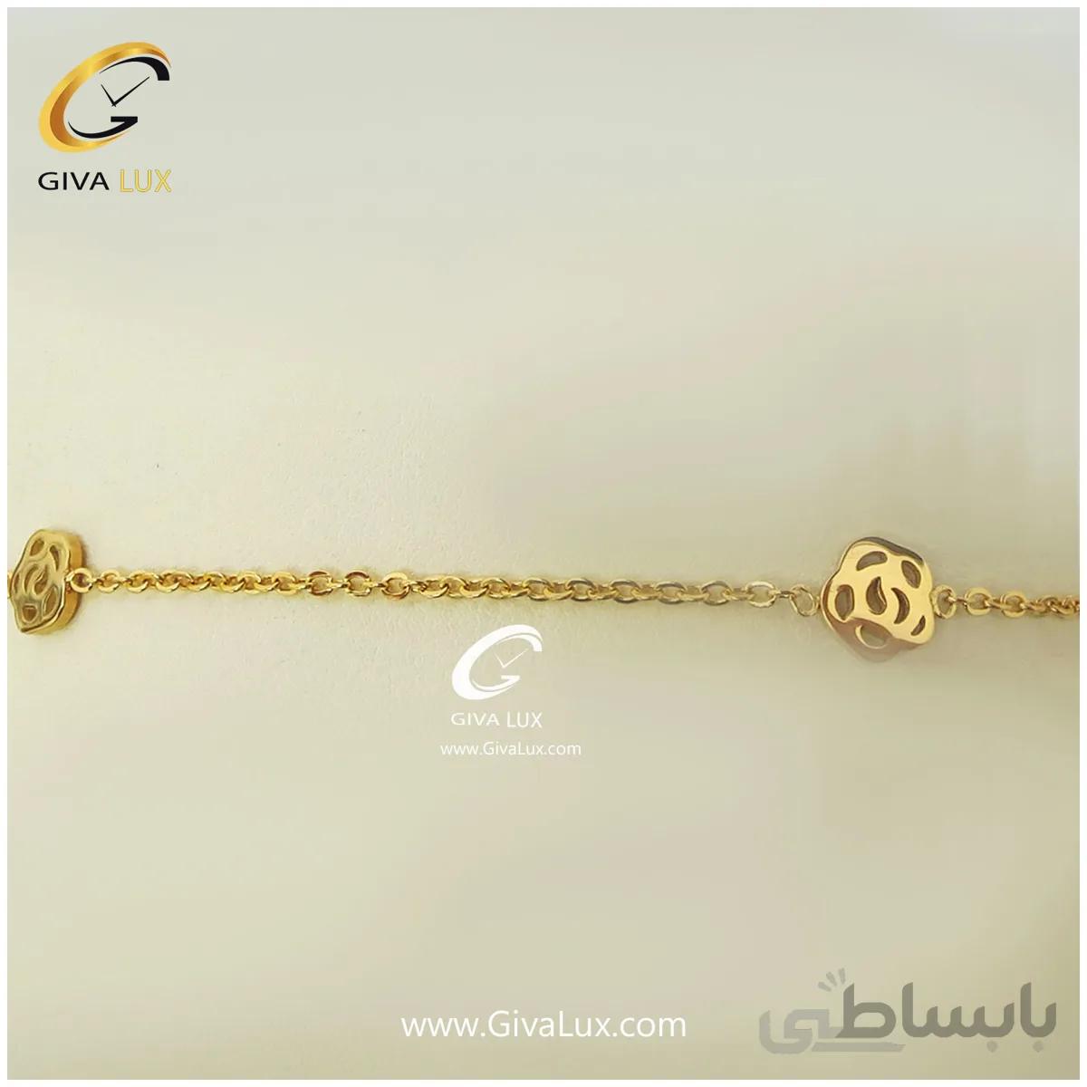 پابند زنانه رنگ طلایی طرح گل