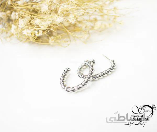 گوشواره پیچ میخی زنانه نقره ای