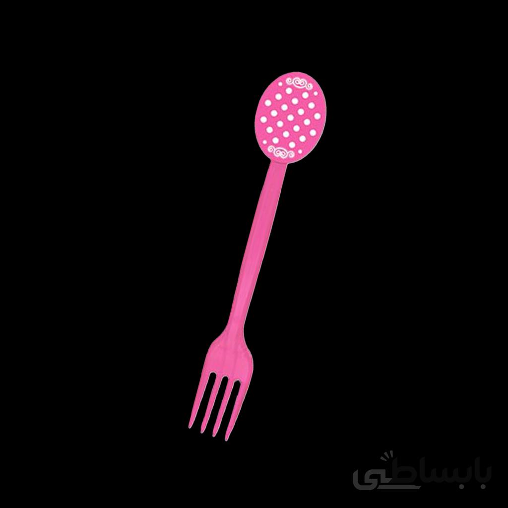 چنگال تم تولد صورتی خال سفید