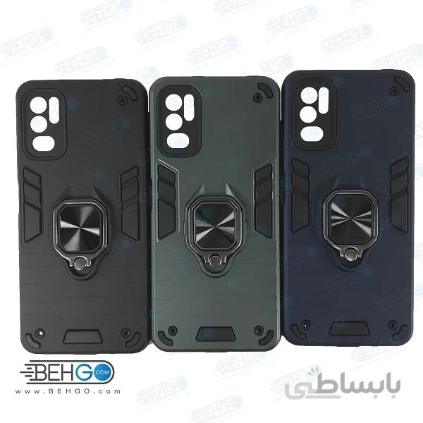 قاب گوشی شیائومی پوکو M3 Pro کاور محافظ مدل بتمن ارمور اصلی قاب Xiaomi Redmi Note 10 5G / Poco M3 Pro ا Anti Shock Anti Shock BATMAN ARMOR FINGER RING CASE COVER For Xiaomi Redmi Note 10 5G Poco M3 Pro