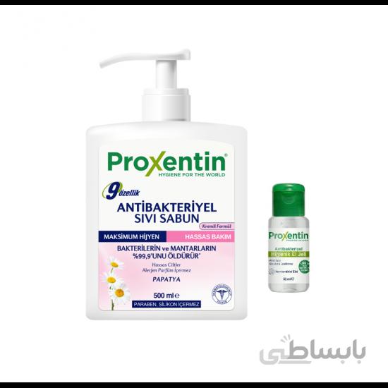 مایع دستشویی آنتی باکتریال پروکسینتین 500 میل به همراه ژل ضد عفونی کننده دست 100 میل