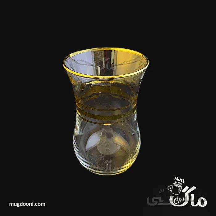استکان کمرباریک لاو ترک طلایی مدل G04 بسته ۶ عددی