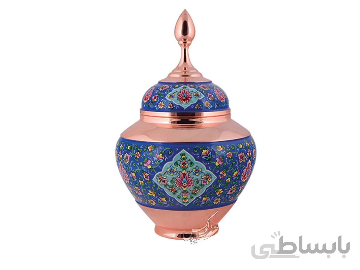 قندان مس و پرداز مدل سیبی بزرگ