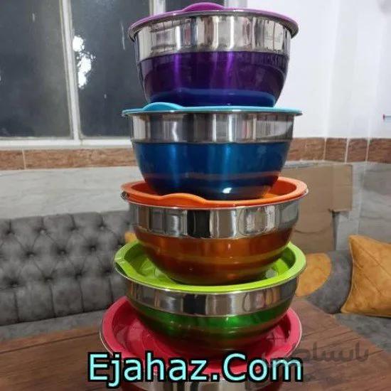 لگن استیل رنگی درب رنگی