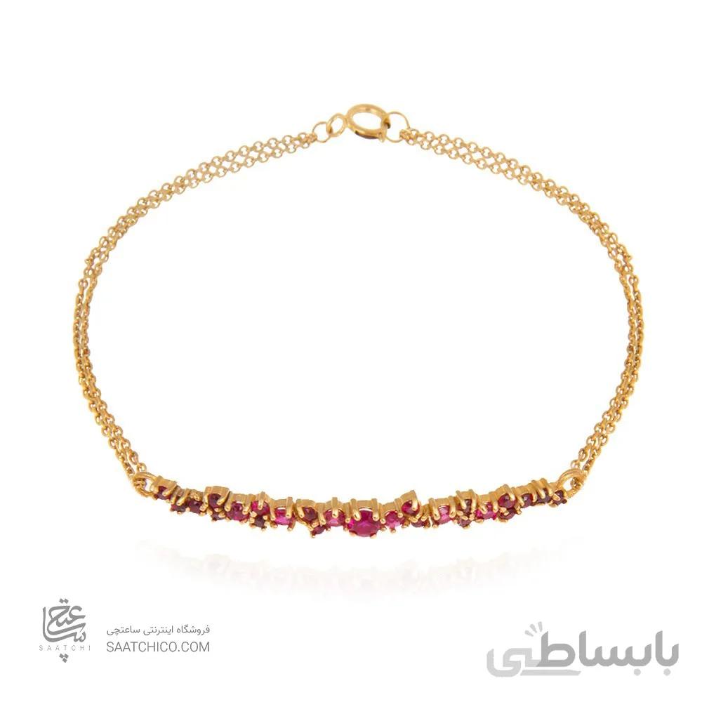 دستبند طلا زنانه با نگین به رنگ یاقوت قرمز کد CB324F