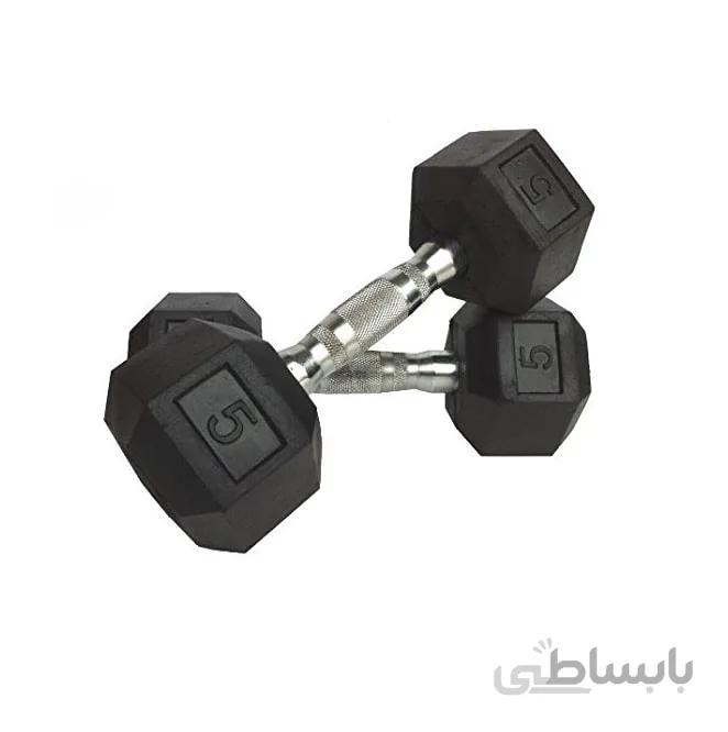 دمبل شش ضلعی 5 کیلوگرم بسته دو عددی