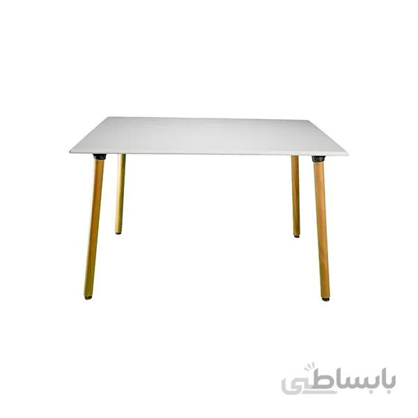 میز مستطیل بنیزان مدل پایه چوبی استوانه ای 120*80
