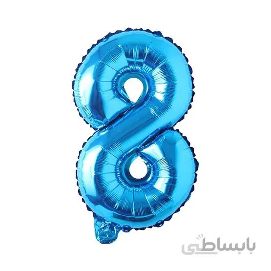 بادکنک فویلی عددی ساده آبی عدد ۸
