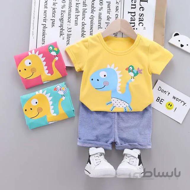 ست تیشرت شلوارک دایناسور و جوجه کد:1032