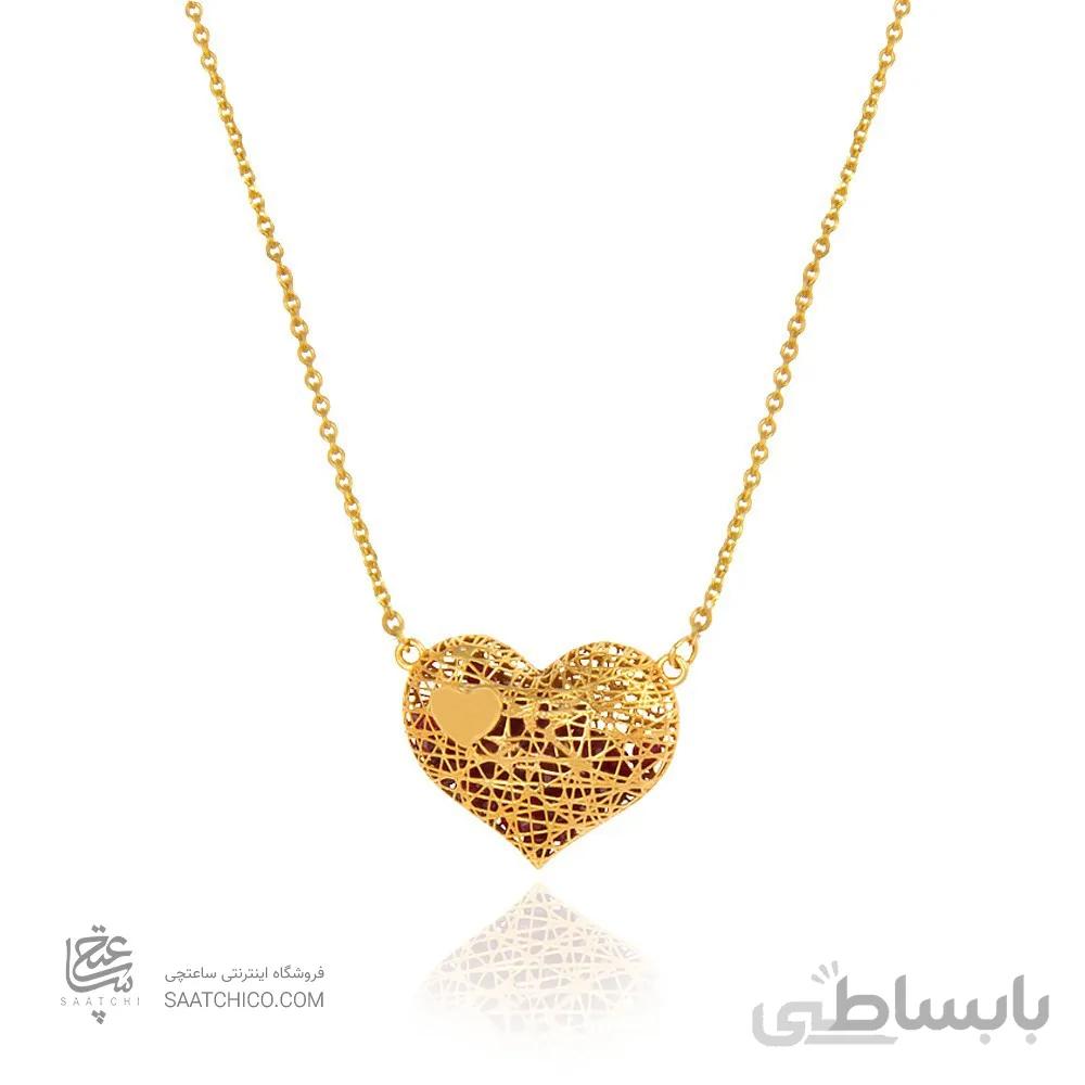 گردنبند طلا زنانه طرح قلب فیوژن توپر کد CN371