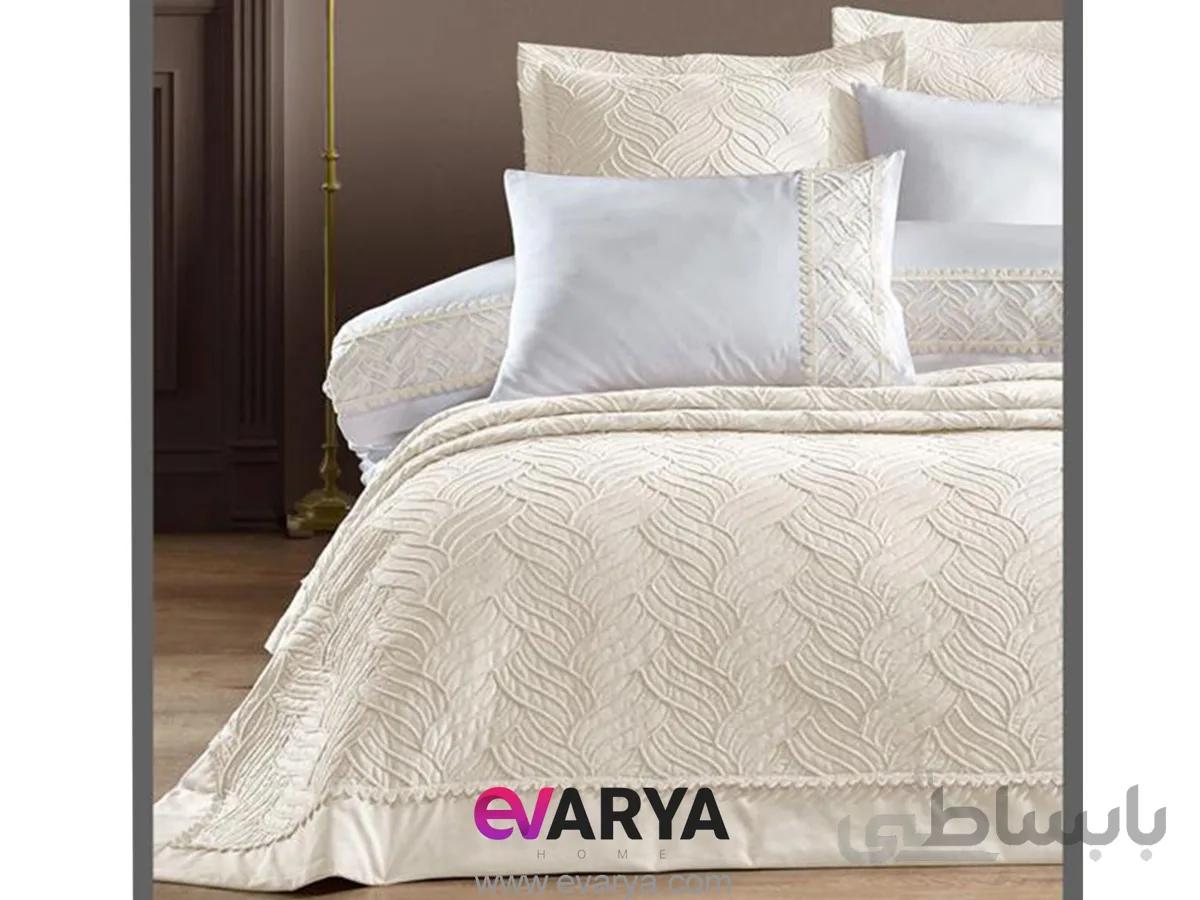روتختی عروس مدل Tallia برند Iyi geceler Istanbul هفت تکه رنگ کرم وانیلی سایز دو نفره 200×160